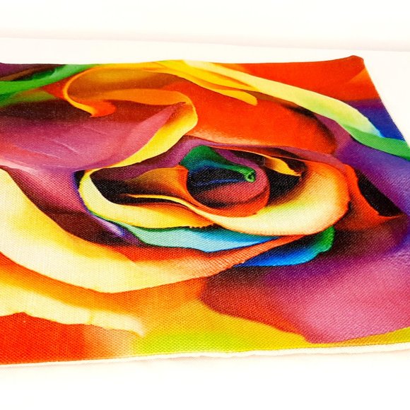 Rainbow Rose Throw Pillow Cover 16" x 16" - Picture 6 of 9